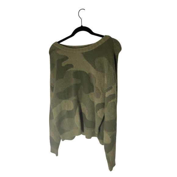Lucky Brand Green Camo Pullover Crew Neck Sweater Oversized Size S - Picture 1 of 4